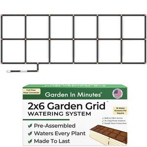 Garden Grid 2x6 | Garden Watering System for Raised Beds | Pre-Assembled | 1-Min Setup Garden Irrigation Kit; Full-Coverage, No Dry Spots; USA-Made; Lasts Years Longer Than Drip Irrigation, 22.5x66" Garden Grid 2x6 | Garden Watering System for Raised Beds | Pre-Assembled | 1-Min Setup Garden Irrigation Kit; Full-Coverage, No Dry Spots; USA-Made; Lasts Years Longer Than Drip Irrigation, 22.5x66"