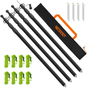 Telescoping Tarp Poles Tent Poles Canopy Poles 7.7 ft, 4 Pack | Non-Slip Aluminum Cone Bottom, Portable and Lightweight Camping Gear for Camping and Awnings, Adjustable Telescoping Tarp Poles Tent Poles Canopy Poles 7.7 ft, 4 Pack | Non-Slip Aluminum Cone Bottom, Portable and Lightweight Camping Gear for Camping and Awnings, Adjustable