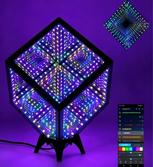 Infinity Mirror Hyper LED Table Lamp, Infinity Mirror Cube Light,7 Inches | Infinity Mirror lamp,Portable USB Powered,16M Colors,Music Sync,App Control,Gamer,Party,Living Room,Bedroom,for All Ages Infinity Mirror Hyper LED Table Lamp, Infinity Mirror Cube Light,7 Inches | Infinity Mirror lamp,Portable USB Powered,16M Colors,Music Sync,App Control,Gamer,Party,Living Room,Bedroom,for All Ages
