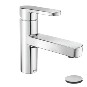 Laris Chrome One-Handle Single Hole Modern Bathroom Sink Faucet with Optional Deckplate and Spring Loaded Drain Assembly, 84014 Laris Chrome One-Handle Single Hole Modern Bathroom Sink Faucet with Optional Deckplate and Spring Loaded Drain Assembly, 84014