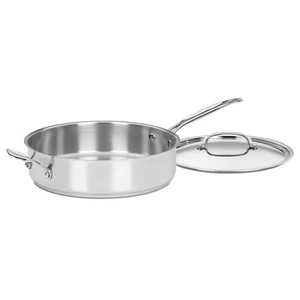 5.5 Quart Sauté Pan w/ Cover, Stainless Steel Pan with Lid, Large Kitchen Pan, Dishwasher Safe, Compatible with Induction, Electric, Gas Cooktops, Oven Safe Saucepan, Cool Grip Handles 5.5 Quart Sauté Pan w/ Cover, Stainless Steel Pan with Lid, Large Kitchen Pan, Dishwasher Safe, Compatible with Induction, Electric, Gas Cooktops, Oven Safe Saucepan, Cool Grip Handles