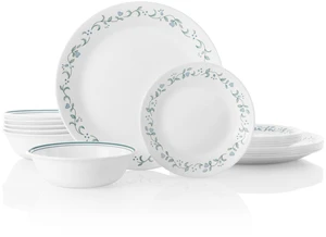 Vitrelle 18-Piece Service for 6 Dinnerware Set Triple Layer Glass and Chip Resistant, Lightweight Round Plates and Bowls Set, Country Cottage Vitrelle 18-Piece Service for 6 Dinnerware Set Triple Layer Glass and Chip Resistant, Lightweight Round Plates and Bowls Set, Country Cottage