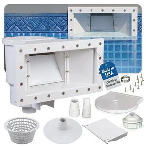 Above Ground Pool Skimmer - Made in USA, Wide Mouth Thru-The-Wall Skimmer & Accessory Kit (45-430) Above Ground Pool Skimmer - Made in USA, Wide Mouth Thru-The-Wall Skimmer & Accessory Kit (45-430)