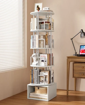 5 Tier 360°Rotating Bookshelf with Extra Storage Cabinet, White | 5 Tier 360° Rotating Bookshelf,Extra Storage Cabinet,Floor Standing Bookcase,Narrow Book Shelf for Bedroom Living Room 5 Tier 360°Rotating Bookshelf with Extra Storage Cabinet, White | 5 Tier 360° Rotating Bookshelf,Extra Storage Cabinet,Floor Standing Bookcase,Narrow Book Shelf for Bedroom Living Room