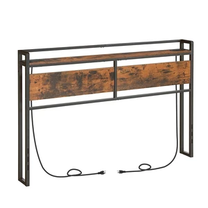 Headboard Queen Size, Headboard with 2 Outlets and 4 USB Ports, Adjustable Height, Storage Rack, Sturdy and Stable, Easy Assembly, Rustic Brown and Black Headboard Queen Size, Headboard with 2 Outlets and 4 USB Ports, Adjustable Height, Storage Rack, Sturdy and Stable, Easy Assembly, Rustic Brown and Black
