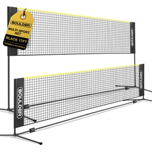 Portable Badminton Pickleball Net - Foldable / Extendable Poles for Multiple Sports Heights (UP to 5 ft) - Ideal for Tennis, Pickleball, Soccer Tennis - Easy Setup (Black, 17 FT) Portable Badminton Pickleball Net - Foldable / Extendable Poles for Multiple Sports Heights (UP to 5 ft) - Ideal for Tennis, Pickleball, Soccer Tennis - Easy Setup (Black, 17 FT)