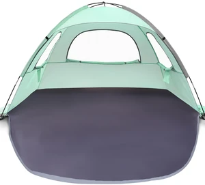 Beach Tent Anti-UV Portable Sun Shade Shelter for 6 Person, Extendable Floor with 3 Ventilating Mesh Windows Plus Carrying Bag, Stakes and Guy Lines (Mint Green) Beach Tent Anti-UV Portable Sun Shade Shelter for 6 Person, Extendable Floor with 3 Ventilating Mesh Windows Plus Carrying Bag, Stakes and Guy Lines (Mint Green)
