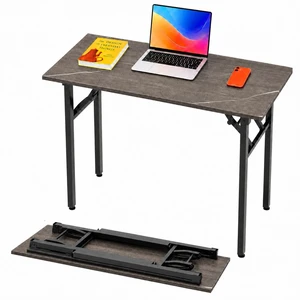 Folding Table Computer Desk - 43.3" No Assembly Folding Desk Design and Foldable Office Desk, Small Desk for Bedroom, Compact Storage Portable Use for Dorm and RV Small Space, Marble Greige Folding Table Computer Desk - 43.3" No Assembly Folding Desk Design and Foldable Office Desk, Small Desk for Bedroom, Compact Storage Portable Use for Dorm and RV Small Space, Marble Greige