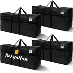 4 Pcs 194 Gallon Extra Large Moving Bags Heavy Duty Storage Bag | with Strong Zipper Handle Foldable XXL Jumbo Storage Tote Packing Moving Box for College Dorm Travel Cloth Duffle (Black) 4 Pcs 194 Gallon Extra Large Moving Bags Heavy Duty Storage Bag | with Strong Zipper Handle Foldable XXL Jumbo Storage Tote Packing Moving Box for College Dorm Travel Cloth Duffle (Black)