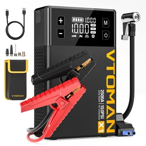 X1 LiFePO4 Jump Starter with Air Compressor, 12V Portable Jump Box | 2500A Car Battery Booster Pack for 8.5L Gas/6L Diesel, 150 PSI Auto-Off Tire Inflator, USB Charger, Emergency LED Flashlight X1 LiFePO4 Jump Starter with Air Compressor, 12V Portable Jump Box | 2500A Car Battery Booster Pack for 8.5L Gas/6L Diesel, 150 PSI Auto-Off Tire Inflator, USB Charger, Emergency LED Flashlight