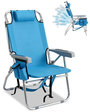 Backpack Beach Chair, 5 Level Adjustable Positions with Bag High | Lightweight Sturdy | Storage Pouches | Reclining for Patio Poolside Camping | Rustproof 600D Fabric | 220lbs Capacity Backpack Beach Chair, 5 Level Adjustable Positions with Bag High | Lightweight Sturdy | Storage Pouches | Reclining for Patio Poolside Camping | Rustproof 600D Fabric | 220lbs Capacity