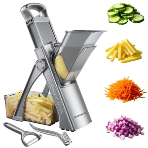 Safer Mandoline Slicer for Kitchen, Vegetable Slicer & Chopper | 7 in 1 Slicers Julienne Dicer, Adjustable Thickness 0.1-8 mm Kitchen Chopping Artifact Fast Meal Prep Large Chute Easy Clean Safer Mandoline Slicer for Kitchen, Vegetable Slicer & Chopper | 7 in 1 Slicers Julienne Dicer, Adjustable Thickness 0.1-8 mm Kitchen Chopping Artifact Fast Meal Prep Large Chute Easy Clean