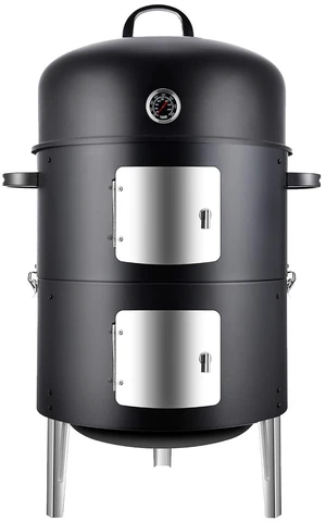 Vertical 17 Inch Steel Charcoal Smoker, Heavy Duty Round BBQ Grill | for Outdoor Cooking, Black Vertical 17 Inch Steel Charcoal Smoker, Heavy Duty Round BBQ Grill | for Outdoor Cooking, Black