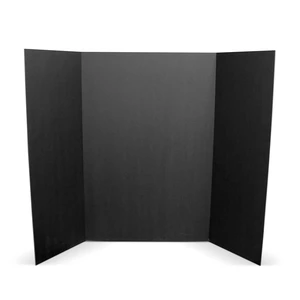 36"x48" Total Black Trifold Foam Project Boards - 10 Pack | Durable 3/16" thick foam boards that stand securely; ideal for school displays, event signage, and professional presentations 36"x48" Total Black Trifold Foam Project Boards - 10 Pack | Durable 3/16" thick foam boards that stand securely; ideal for school displays, event signage, and professional presentations