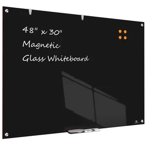 White Board for Wall - 48" x 30" Black Glass Board 4 X 3 FT | Wall Mounted Magnetic Whiteboard, Frameless Large Dry Erase Board for Office, Home & School Supplies White Board for Wall - 48" x 30" Black Glass Board 4 X 3 FT | Wall Mounted Magnetic Whiteboard, Frameless Large Dry Erase Board for Office, Home & School Supplies