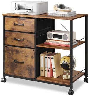 3 Drawer Mobile File Cabinet, Fabric Lateral Filing Cabinet | Rolling Printer Stand with Open Storage Shelf, Fits A4 or Letter Size for Home Office, Rustic Brown Wood Grain Print 3 Drawer Mobile File Cabinet, Fabric Lateral Filing Cabinet | Rolling Printer Stand with Open Storage Shelf, Fits A4 or Letter Size for Home Office, Rustic Brown Wood Grain Print