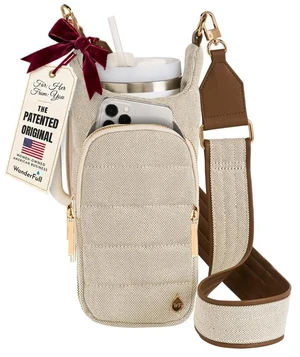 HydroBag HANDLE® 40 oz Tumbler Carrier with Strap & Phone Pocket | Quilted Crossbody Water Bottle Holder Bag with Zip Slot for Handled Cups Tumbler Holder with Strap, Gift for Women HydroBag HANDLE® 40 oz Tumbler Carrier with Strap & Phone Pocket | Quilted Crossbody Water Bottle Holder Bag with Zip Slot for Handled Cups Tumbler Holder with Strap, Gift for Women