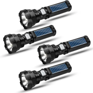 Led Solar Flashlight, 1500 Lumens Led Solar Handheld Flashlights with IP65 Waterproof for Survival Emergencies Camping (4 Packs) Led Solar Flashlight, 1500 Lumens Led Solar Handheld Flashlights with IP65 Waterproof for Survival Emergencies Camping (4 Packs)
