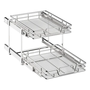 2-Tier Kitchen Cabinet Pull Out Cabinet Organizer,Shelf and Drawer Organizer Slide Out Pantry Storaqe Basket in Multiple Sizes (17" W x 21" D)