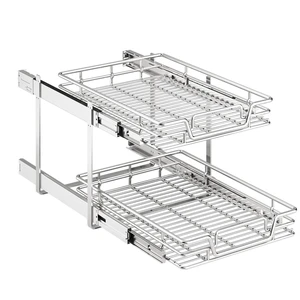 2-Tier Kitchen Cabinet Pull Out Shelf and Drawer Organizer Slide Out Pantry Storaqe Basket in Multiple Sizes (19" W x 21" D)