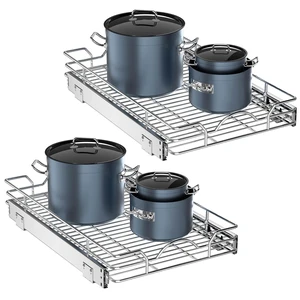 Pull Out Cabinet Organizer 2 Pack (15" W x 21" D), Pull out Shelves 1 Tier, Cabinet Slide Out Shelves for Base Cabinet Organization in Kitchen Bathroom Pantry, Bottom Mount, Chrome Finish Pull Out Cabinet Organizer 2 Pack (15" W x 21" D), Pull out Shelves 1 Tier, Cabinet Slide Out Shelves for Base Cabinet Organization in Kitchen Bathroom Pantry, Bottom Mount, Chrome Finish