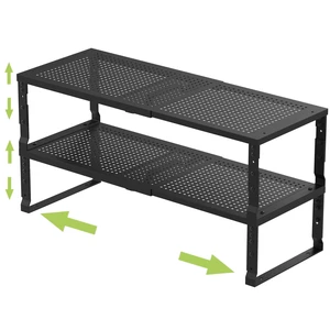 Expandable Adjustable Stackable Kitchen Organizer, Spice Rack,Metal Pantry Storage Shelves Racks,Counter Shelf for Cabinets, Countertop, Cupboard (2 Packs/Large/Black) Expandable Adjustable Stackable Kitchen Organizer, Spice Rack,Metal Pantry Storage Shelves Racks,Counter Shelf for Cabinets, Countertop, Cupboard (2 Packs/Large/Black)