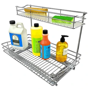 Pull Out Under Sink Kitchen Cabinet Organizer - 11.5 in. x 18 inch deep Drawer - Sliding Shelf Organizer for Cabinets and Undersink Storage Shelves - Lifetime Ltd. Warranty Chrome Pull Out Under Sink Kitchen Cabinet Organizer - 11.5 in. x 18 inch deep Drawer - Sliding Shelf Organizer for Cabinets and Undersink Storage Shelves - Lifetime Ltd. Warranty Chrome