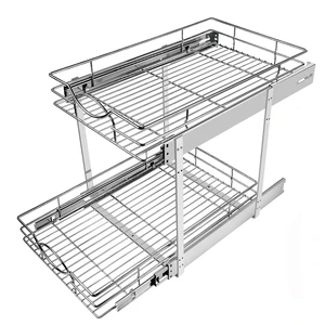 Pull Out Cabinet Organizer 14"W 21"D 2-Tier Slide Out Storage Shelf Pull Out Cabinet Organizer 14"W 21"D 2-Tier Slide Out Storage Shelf