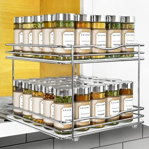 Pull Out Spice Organization for Cabinets - 10-3/8 inch Wide Spice Rack for Inside Cabinets, Slide Out Spice Rack Organizer for cabinet Pull Out Spice Rack, Sliding 2 Tier Chrome Pull Out Spice Organization for Cabinets - 10-3/8 inch Wide Spice Rack for Inside Cabinets, Slide Out Spice Rack Organizer for cabinet Pull Out Spice Rack, Sliding 2 Tier Chrome
