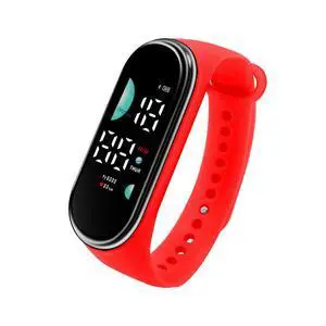 SOEWIOU Kids LED Digital Watch, Touch Control Electronic Wrist Watch, Waterproof Candy Color Silicone Strap Watch for Boys, Girls, Students & Everyday Wear, Red SOEWIOU Kids LED Digital Watch, Touch Control Electronic Wrist Watch, Waterproof Candy Color Silicone Strap Watch for Boys, Girls, Students & Everyday Wear, Red