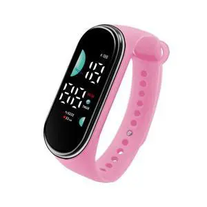 SOEWIOU Kids LED Digital Watch, Touch Control Electronic Wrist Watch, Waterproof Candy Color Silicone Strap Watch for Boys, Girls, Students & Everyday Wear, Pink SOEWIOU Kids LED Digital Watch, Touch Control Electronic Wrist Watch, Waterproof Candy Color Silicone Strap Watch for Boys, Girls, Students & Everyday Wear, Pink