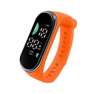 SOEWIOU Kids LED Digital Watch, Touch Control Electronic Wrist Watch, Waterproof Candy Color Silicone Strap Watch for Boys, Girls, Students & Everyday Wear, Orange SOEWIOU Kids LED Digital Watch, Touch Control Electronic Wrist Watch, Waterproof Candy Color Silicone Strap Watch for Boys, Girls, Students & Everyday Wear, Orange