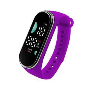 SOEWIOU Kids LED Digital Watch, Touch Control Electronic Wrist Watch, Waterproof Candy Color Silicone Strap Watch for Boys, Girls, Students & Everyday Wear, Purple SOEWIOU Kids LED Digital Watch, Touch Control Electronic Wrist Watch, Waterproof Candy Color Silicone Strap Watch for Boys, Girls, Students & Everyday Wear, Purple