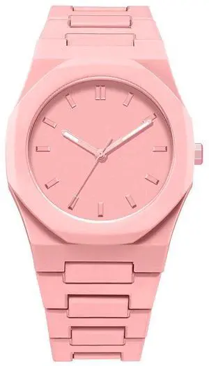 SOEWIOU Unisex Quartz Wrist Watch, Fashion Dopamine Color Casual Watch with Lightweight Plastic Case & Silicone Strap for Men, Women & Teens, Pink SOEWIOU Unisex Quartz Wrist Watch, Fashion Dopamine Color Casual Watch with Lightweight Plastic Case & Silicone Strap for Men, Women & Teens, Pink
