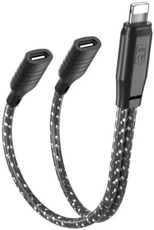 SOEWIOU Lightning to Dual USB-C Audio Adapter, OTG Charging & Digital Audio Converter Cable for Wireless Lavalier Microphones, USB-C Digital Earphones, Compatible with iPhone & iPad SOEWIOU Lightning to Dual USB-C Audio Adapter, OTG Charging & Digital Audio Converter Cable for Wireless Lavalier Microphones, USB-C Digital Earphones, Compatible with iPhone & iPad