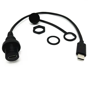 SOEWIOU USB Type-C 3.1 Male to Female Extension Cable, Waterproof Panel Mount Data Cable, Full Copper Wire for Car, Boat and Dashboard SOEWIOU USB Type-C 3.1 Male to Female Extension Cable, Waterproof Panel Mount Data Cable, Full Copper Wire for Car, Boat and Dashboard