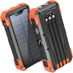 42800mAh Solar Power Bank With 4 USB Ports & Flashlight - Universal Portable Charger (Orange)