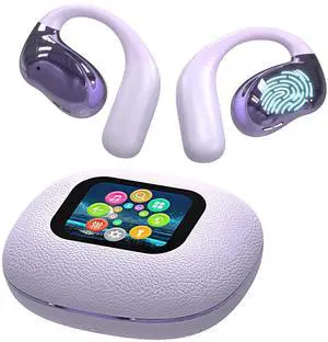 Open Ear Earbuds Ultra Comfort Wireless Bluetooth 5.4 Headphones Over The Ear Earbuds with Intelligent Touch Screen EarHooks IPX7 Waterproof Bone Conduction Earphones for Fitness Sports-Purple Open Ear Earbuds Ultra Comfort Wireless Bluetooth 5.4 Headphones Over The Ear Earbuds with Intelligent Touch Screen EarHooks IPX7 Waterproof Bone Conduction Earphones for Fitness Sports-Purple