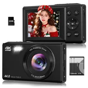 Digital Camera, 4K 44MP Autofocus Point and Shoot Camera with 16X Zoom 2.4" LCD Portable Compact Camera for Kids Teens Boys Girls Adults Digital Camera, 4K 44MP Autofocus Point and Shoot Camera with 16X Zoom 2.4" LCD Portable Compact Camera for Kids Teens Boys Girls Adults