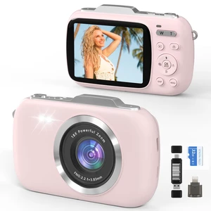 4K Compact Digital Camera: 64MP Point and Shoot Cameras for Photography 18X Zoom Portable Small Vlogging Digicam with 32GB TF Card 2 Batteries for Beginners Teens Students Pink 4K Compact Digital Camera: 64MP Point and Shoot Cameras for Photography 18X Zoom Portable Small Vlogging Digicam with 32GB TF Card 2 Batteries for Beginners Teens Students Pink