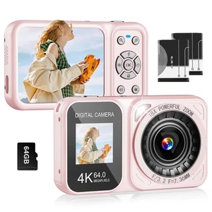 Digital Camera, 4K 64MP Dual Screens Camera, 18X Zoom, Point and Shoot Digital Camera with 64GB TF Card & 2 Batteries, Portable Rechargeable Small Camera for Kids Teens Adult (Pink) Digital Camera, 4K 64MP Dual Screens Camera, 18X Zoom, Point and Shoot Digital Camera with 64GB TF Card & 2 Batteries, Portable Rechargeable Small Camera for Kids Teens Adult (Pink)
