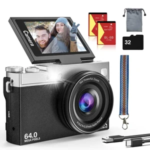 2025 New 4K Digital Camera for Photography and Vlogging, 64MP & 2.88" 180° Flip Screen Travel Cameras with 16X Zoom, 32GB SD Card, 2 Batteries, Anti-Shake, Perfect for Teens and Beginners (Black) 2025 New 4K Digital Camera for Photography and Vlogging, 64MP & 2.88" 180° Flip Screen Travel Cameras with 16X Zoom, 32GB SD Card, 2 Batteries, Anti-Shake, Perfect for Teens and Beginners (Black)
