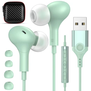 USB Headphones with Mic for Laptop PC, 7.5ft Magnetic Wired Earbuds Green Noise Isolation in-Ear Earphones with Mute Volume Control Stereo Bass for Dell/HP/Acer/Chromebook/Desktop/Zoom Meeting/School USB Headphones with Mic for Laptop PC, 7.5ft Magnetic Wired Earbuds Green Noise Isolation in-Ear Earphones with Mute Volume Control Stereo Bass for Dell/HP/Acer/Chromebook/Desktop/Zoom Meeting/School