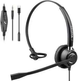 Wired Headset, 3.5mm/USB-C Computer Headset with Noise Cancelling Microphone for PC Laptop Cell Phone Mac iPhone Samsung Zoom Teams Call Center Home Office Work, in-line Controls, Comfort Fit Wired Headset, 3.5mm/USB-C Computer Headset with Noise Cancelling Microphone for PC Laptop Cell Phone Mac iPhone Samsung Zoom Teams Call Center Home Office Work, in-line Controls, Comfort Fit
