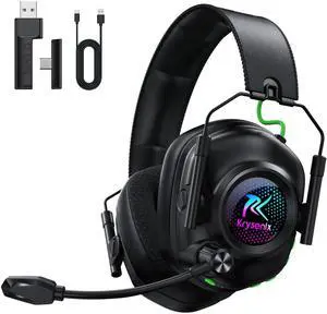 2.4 GHz Wireless Gaming Headset for PC, PS5, PS4, Switch, Mac, Bluetooth 5.4 Gaming Headphones with Noise Canceling Microphone, Cool RGB Lighting, 50Hr Battery, Foldable, 50mm Drivers-Black 2.4 GHz Wireless Gaming Headset for PC, PS5, PS4, Switch, Mac, Bluetooth 5.4 Gaming Headphones with Noise Canceling Microphone, Cool RGB Lighting, 50Hr Battery, Foldable, 50mm Drivers-Black