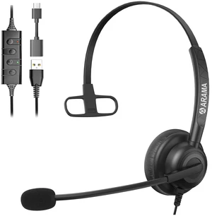 Arama Headset with Microphone for Pc, USB Headset with Mic, Computer Headphones with Noise Canceling Microphone for Laptop, Wired Headphones with Mute for Home Office Online Class Skype Zoom Meetings Arama Headset with Microphone for Pc, USB Headset with Mic, Computer Headphones with Noise Canceling Microphone for Laptop, Wired Headphones with Mute for Home Office Online Class Skype Zoom Meetings