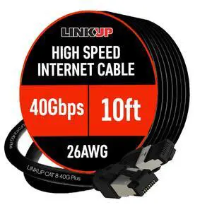 LINKUP 26AWG Cat 8 Ethernet Cable ^^ Flexible High-Speed Patch Cord ^^ 40Gbps 2GHz LAN Cable ^^ RJ45 connectors ^^ Use with Cat 5/ Cat 6/ Cat 7 ^^ Ideal for Gaming & Desktops LINKUP 26AWG Cat 8 Ethernet Cable ^^ Flexible High-Speed Patch Cord ^^ 40Gbps 2GHz LAN Cable ^^ RJ45 connectors ^^ Use with Cat 5/ Cat 6/ Cat 7 ^^ Ideal for Gaming & Desktops