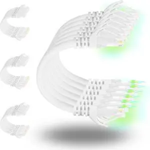 Rapink Patch Cables Cat6 2ft (24 Pack), Ethernet Patch Cable 10G Support, Cat 6 Patch Cable for Patch Panel to Switch, Flexiable Cat 6 Ethernet Cable with Gold Plated White Rapink Patch Cables Cat6 2ft (24 Pack), Ethernet Patch Cable 10G Support, Cat 6 Patch Cable for Patch Panel to Switch, Flexiable Cat 6 Ethernet Cable with Gold Plated White