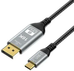 chenyang USB C to 80Gbps DisplayPort 2.1 Cable Supports 16K@30Hz with DSC, 10K@60Hz, 8K@60Hz, 4K@240/165/144Hz, 2K@240/165/120Hz 6.56FT chenyang USB C to 80Gbps DisplayPort 2.1 Cable Supports 16K@30Hz with DSC, 10K@60Hz, 8K@60Hz, 4K@240/165/144Hz, 2K@240/165/120Hz 6.56FT