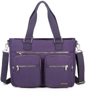 La Packmore Water Repellent Nylon Shoulder Bag Handbag Laptop Bag Teacher Nurse Tote Briefcase Clinical Bag (14-Inch, Lavender) La Packmore Water Repellent Nylon Shoulder Bag Handbag Laptop Bag Teacher Nurse Tote Briefcase Clinical Bag (14-Inch, Lavender)